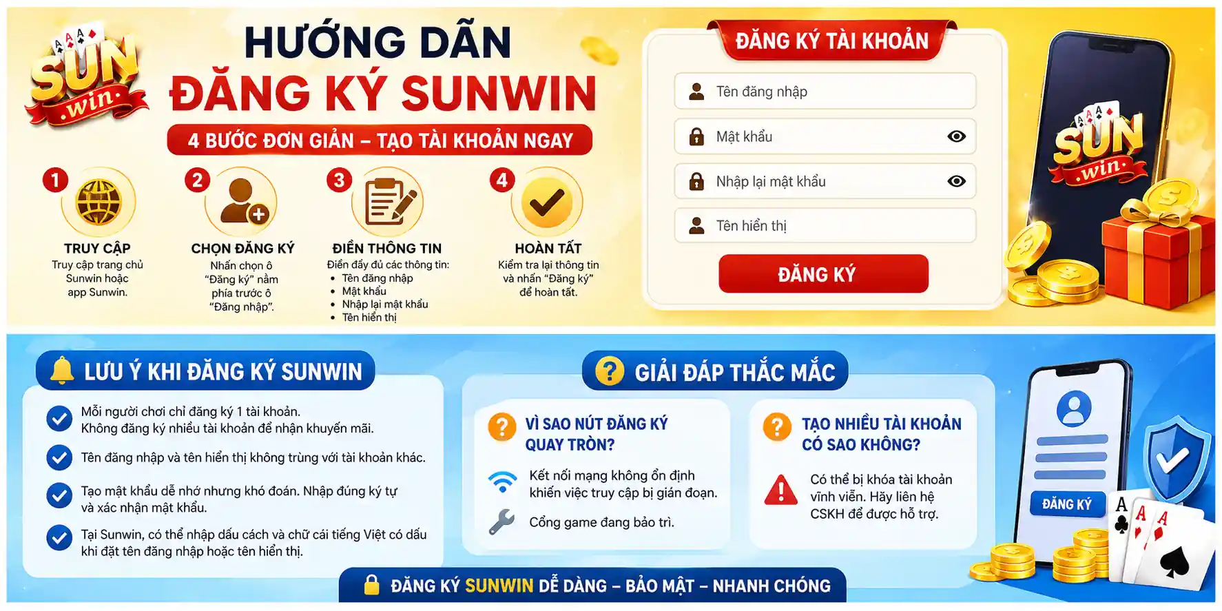 Các bước đăng ký tài khoản Sunwin